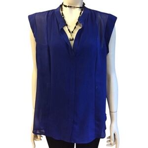 BCBG MaxAzria Semi-Sheer Blue Blouse Size Large